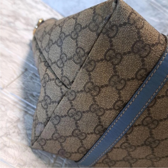 Gucci Tan and Blue Signature Tote Bag - Picture 7 of 16